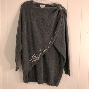 Apart Tunic Embellished Gray Sweater Large